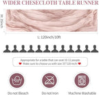 12 Pack Dusty Pink Cheesecloth Table Runner 35x120 Inches Spring Summer Boho 10FT Sheer Pink Cheese Cloth Table Runner for Wedding Baby Shower Tea Party Boho Home Decorations - Image 6