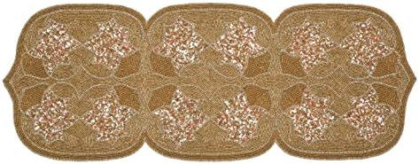 Elegant Decorative Beaded Table Runner 13x36 Inch - Embroidery Glitz Runner for Dining Table Décor, Wedding, Easter, Farmhouse, Living Room, Holiday & New Year Celebrations - Gold - Image 4