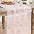 Artoid Mode 6PC Wildflower Floral Light Pink Gauze Embroidery Table Runner 120 Inch 10FT, Tulle Seasonal Spring Kitchen Dining Table Decor for Home Party by ArtoidMode
