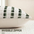 decorUhome Chenille Tufted Stripe Throw Pillow Covers 20x20 Set of 2 Green - Image 4