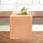 Solino Home Cotton Linen Dining Table Runner Peach Hemstitch, 14 x 108 in by SolinoHome