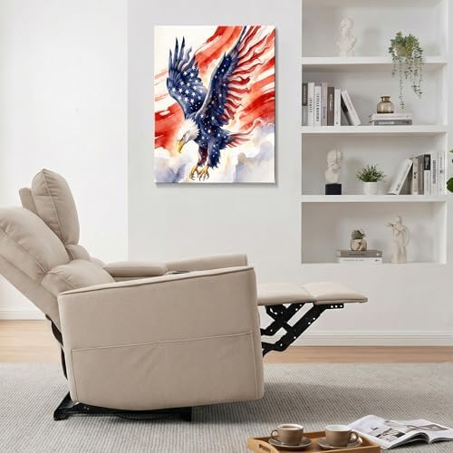HomeifHue July 4th Patriotic Canvas Wall Art 4th of July USA Decorations American Flag Painting Picture Eagle Pictures for Wall Decor Independence Day Home Decor（F7 24x32in） - Image 3