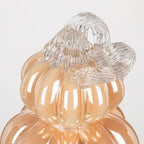 Stacked Glass Pumpkin Decor, Fall Halloween Table Centerpiece, Cream - Image 6