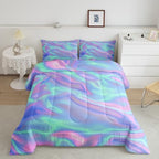 Kids Ombre Gradient Comforter Full, Colorful Tie Dye Bedding Set For Girls, Trippy Green Purple Duvet Insert, Watercolor Pastel Batik Quilt, Gradient Ombre Bedding Comforter Sets With 2 Pillowcases by Erosebridal