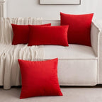 MIULEE 26x26 Inch Pack of 2 Euro Velvet Throw Pillow Covers Bright Red - Image 5