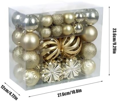 Christmas Tree Balls Ornaments Set, 48 Pcs Shatterproof Plastic Decorative Baubles Shiny Hanging Ball Ornaments for Xmas Tree Holiday Party Wedding Decoration, Gold - Image 4