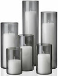 Shihanee 6 Glass Cylinder Vase Pillar Candle,White, Smoky Black,Set of 6 by Shihanee