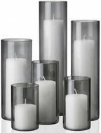 Shihanee 6 Glass Cylinder Vase Pillar Candle,White, Smoky Black,Set of 6 by Shihanee
