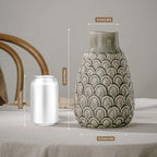 Ceramic Flower Vase, 9.06” Rustic Farmhouse Decorative Vase for Home Decor, Gray Textured Pottery Vase for Pampas Grass, Living Room, Entryway, Mantel, Kitchen Table, Centerpiece - Image 3