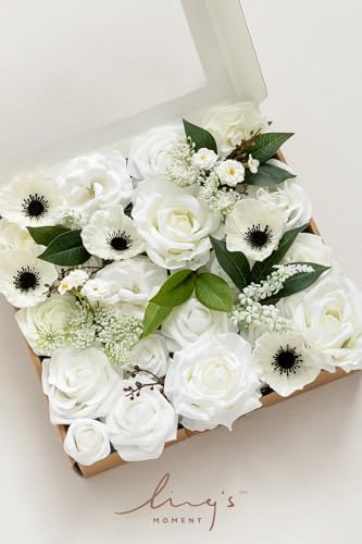Ling's moment Artificial Wedding Flowers Combo, White & Dark Green, Grand - Image 6