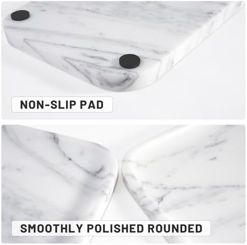 Arabescato Marble Vanity Tray - Decorative Organizer for Bathroom Countertop, Dresser, Kitchen Sink - Image 2