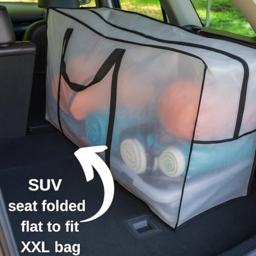 68.5 GAL 2 Pack XXL Jumbo Extra Large Heavy Duty Stronger Handles Storage Bags Moving Totes Zippered Reusable Wrap Around Handle Storage Totes (Translucent/Semi-Transparent) - Image 4