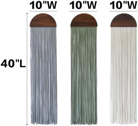 3pcs Macrame Wall Hanging Wood Arch Tassel Wall Decor 10" W*40" L - Image 5
