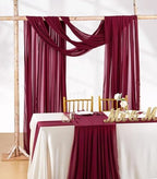 10 Pieces 10Ft Chiffon Table Runners Burgundy Sheer Rustic Wedding Table Runner Elegant Bridal Party Decorations 27x120 Inches - Image 2