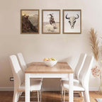 Western Cowboy Wall Art Set of 3, Vintage Southwestern Cowboy Wall Decor Paintings, Western Longhorn Bull Posters Prints Pictures for Bedroom Living Room Farmhouse Decor 12x16 Inch Wood Framed - Image 7