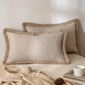 MIULEE Set of 2 Lumbar Linen Burlap Throw Pillow Covers 12x20 Champagne by MIULEE