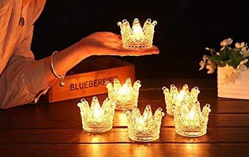 Vixdonos Votive Candle Holders Set of 6 Crown Glass Tealight Candle Holder for Wedding, Party and Home Decor (Gold Tips) - Image 3