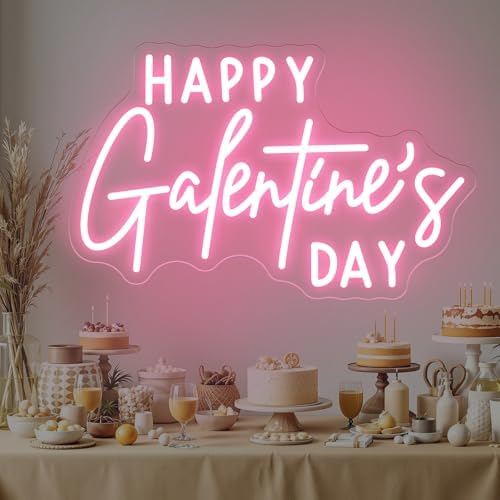 Happy Galentine's Day Neon Sign, Custom Girls Valentine's Day LED Light Friends Girls Party, Galentine's Party Decor Gift For Friends, 16.5"x10.2" by DMDMBSR