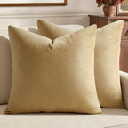 MIULEE 24x24 Inch Pack of 2 Euro Velvet Throw Pillow Covers Khaki by MIULEE