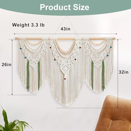 Gliterra Large Macrame Wall Hanging Handmade Boho Tapestry - Big Size Wall Art Decor for Living Room, Bedroom, Wedding, Home Decoration - Image 6