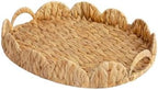 StorageWorks Elliptical Wicker Scalloped Tray, Water Hyacinth Rattan Trays by StorageWorks