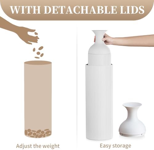 Sziqiqi White Modern Tall Floor Vase, Ribbed Metal Standing Decor, 3Pcs - Image 6