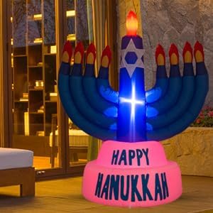 AJY 3.5-Foot Hanukkah Candlestick Inflatable Decor with LED Indoor and Outdoor Patio Lawn Inflatable Hanukkah Decorations - Image 3
