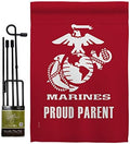 Proud Marine Parent Garden Flag - Set with Stand Armed Forces Corps USMC Semper Fi United State American Military Veteran Retire Official - House Banner Small Yard Gift Double-Sided 13 X 18.5 by Unknown