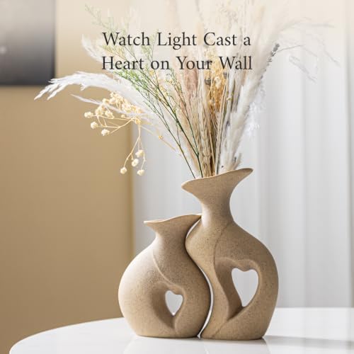 Heart Vase Set of 2, Ceramic Vases for Home Decor, Wedding Gift for Couples - Image 5