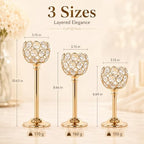 Candle Holder Candlestick Holders- 3Set Gold Crystal Pillar Candle Holders,Metal Candlestick Stands for Wedding Centerpieces,Table Decor for Church,Valentine's Day Housewarming Gift,9Pcs - Image 3
