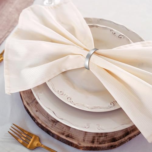 200pcs Silver Napkin Rings Bulk,FACULX Round Gold Metal Napkin Buckles - Image 5