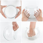 Set of 4 Clear Glass Flower Vases, 6” W x 4.4” H, Bubble Bowl Vases - Image 3