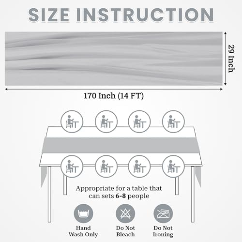 MDS Pack of 15 | Grey | 14ft Chiffon Table Runner 29x170 Inches Long Romantic Rustic Sheer Gauze Runner for Wedding Bridal Shower Birthday Banquets Engagement Spring Easter Boho Decorations - Image 3