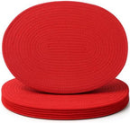 Oval Woven Placemats Set of 6, Cotton Rope 16x12 Inch, Red by Gandeer