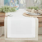 SARO LIFESTYLE Linen Blend Double Layer Table Runner - Woven Textured Table Runner with Contrasting Border for Dining Tables, Everyday Entertaining, Farmhouse and Modern Table Décor, 18"x120", Ivory - Image 3