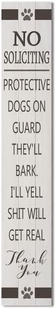 No Soliciting Wood Porch Sign 8inx48in Tall Wood Go Away Frame Vertical Leaner Farmhouse Large Do Not Disturb Sign for Front Door Deck Patio or Wall Decorations by Ymaotrade