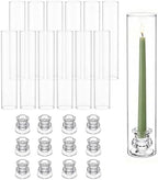 Hurricane Glass Candle Holders 12pcs Candlestick Holders for Taper Candles Centerpieces for Tables Wedding Birthday Party Home Decor by LOFINDAR