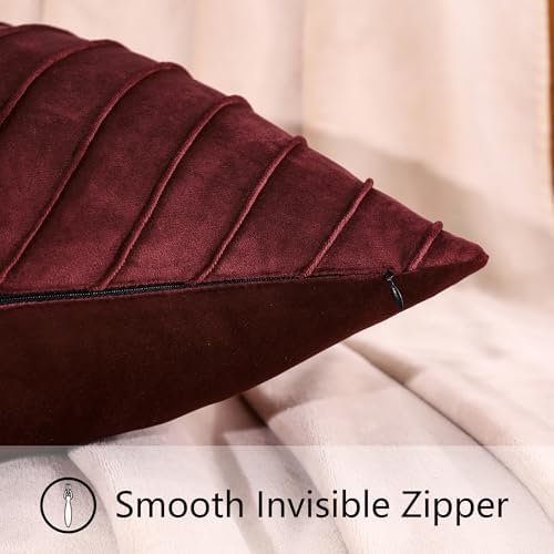 Velvet Throw Pillow Covers 26x26 inch Pack of 2 Gold Decor Burgundy - Image 5