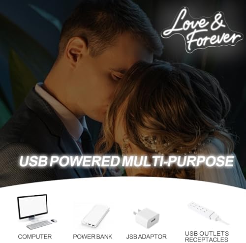 Love & Forever Neon Sign – 16.9″ × 9.4″ Romantic LED Wall Light Dimmable - Image 5