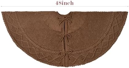 48 inch Christmas Tree Skirt: Diamond Edge Knit Tree Skirt for 7.5ft Tree, Western Brown Tree Skirt, Vintage Tree Skirts, Rustic Farmhouse Christmas Decorations - Image 2