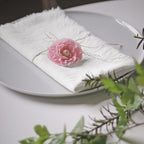 Handmade Cloth Napkins 100% Cotton Napkins with Fringe，Delicate Handmade Cloth Napkins for Dinners, Parties, Weddings and More，18 x 18 Inch Set of 12 - White - Image 4