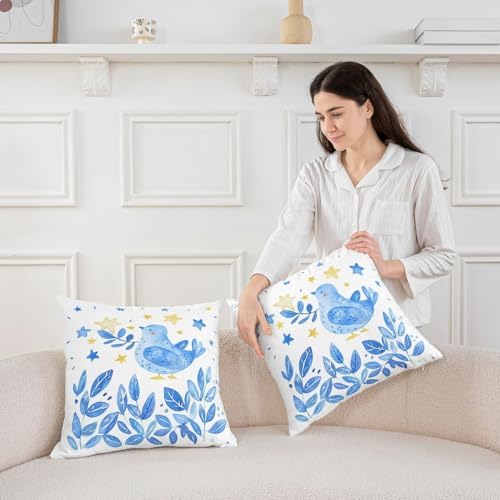 Erosebridal Hanukkah Decorations Decorative Pillow Covers, Chanukah Festival Throw Pillow Covers 24X24 Set of 2, Blue Christmas Cushion Cases for Couch Bed Sofa Home Decor - Image 3