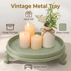 Sage Green Decorative Tray, 11.8 Inch Round Tray with Claw Feet - Image 3