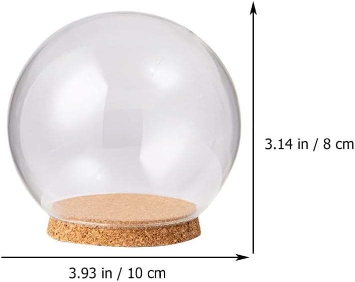 5pcs Clear Glass Cloche Globe Display Dome with Wooden Base Decorative Glass Cloche Bell Jar Display Case for Collectibles Enchanted Rose Small Beer Specimens Snow Globes Crafts 10cm - Image 2