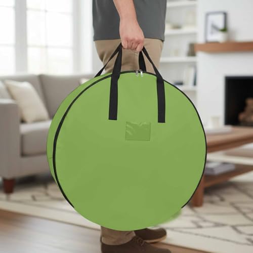 30 Inch Round Storage Bag 1 Pack,Watercolor Green Waterproof Wreath Storage Container with Handles&Zipper Solid Color Closet Organizer Bags Garland Box by Unknown