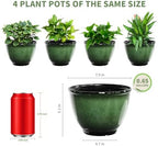 8Inch Plastic Plant Pots,4Pack Glazed Flower Pots for Indoor Outdoor Plants - Image 2