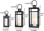 TRIROCKS Stainless Steel Lantern Set of 3 - Assorted Sizes (12/15/19 Inch) - Tall Metal Hanging Lanterns with Clear Glass Panels, Indoor & Outdoor Home Decor for Parties & Events - Black Finish - Image 6