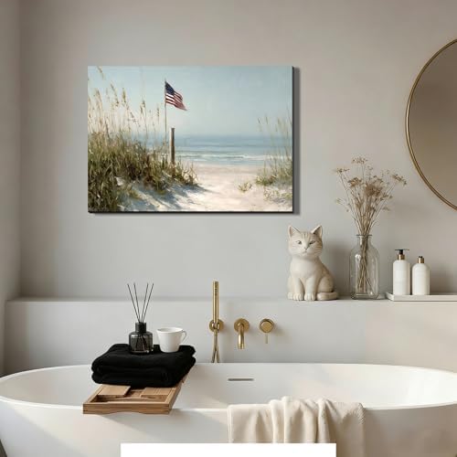Ship Next Day – Patriotic Canvas Wall Art, American Flag Pictures, Framed Canvas Prints, Americana Wall Decor, Coastal Beach Canvas Prints, Living Room Artwork, Rustic Farmhouse Decor - Image 4