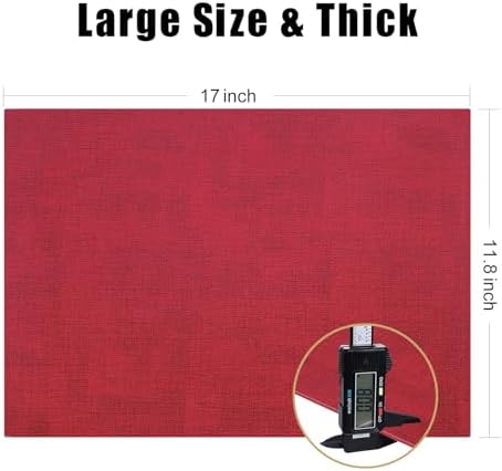 Homaxy PU Faux Leather Placemats for Dining Table, Set of 6, Red - Image 6