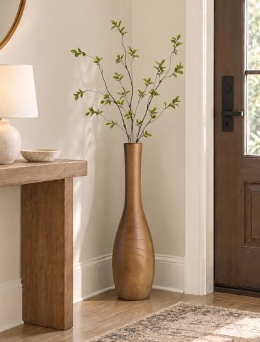 Hanobe 27.5" Tall Wooden Floor Vase for Pampas Grass, Brown Rustic Boho - Image 5